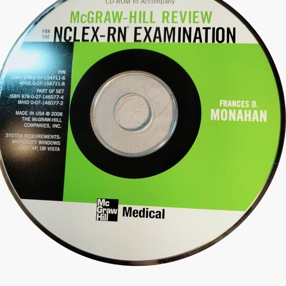 McGraw Hill Review NCLEX RN Examination Frances Monahan CD ROM Student Nurse - Picture 1 of 5